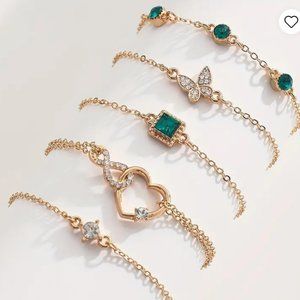 5pcs/Set Retro Style Bracelet Love Full Of Spinning Rhinestones Shiny Infinity